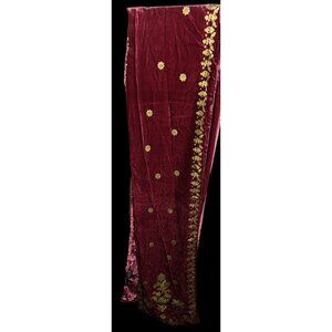 The Met Burgundy And Gold Velvet Royal Crest Scarf